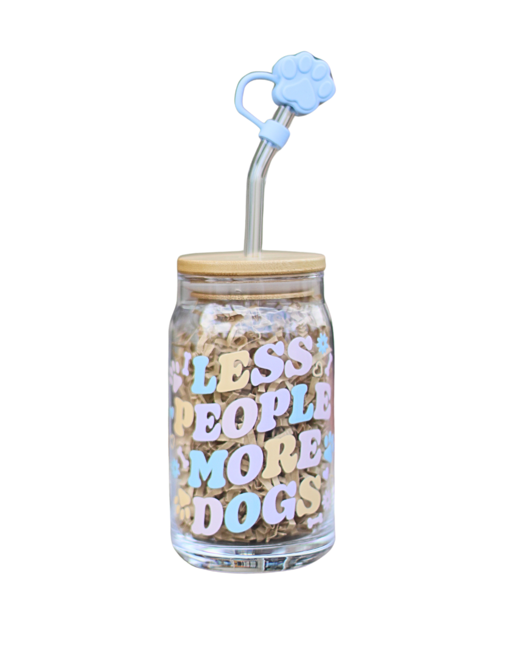 Less People More Dogs Glass Can Cup