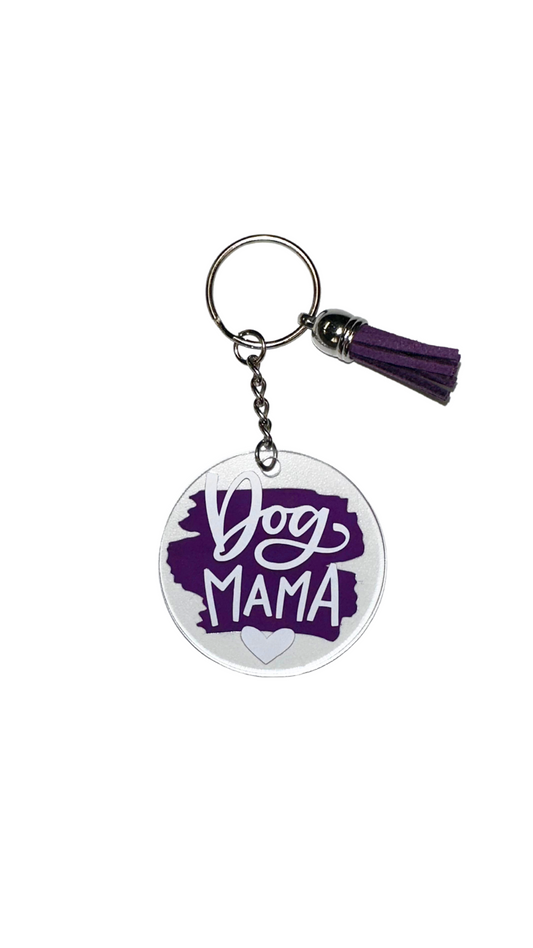 Purple Dog Mama Acrylic Keychain