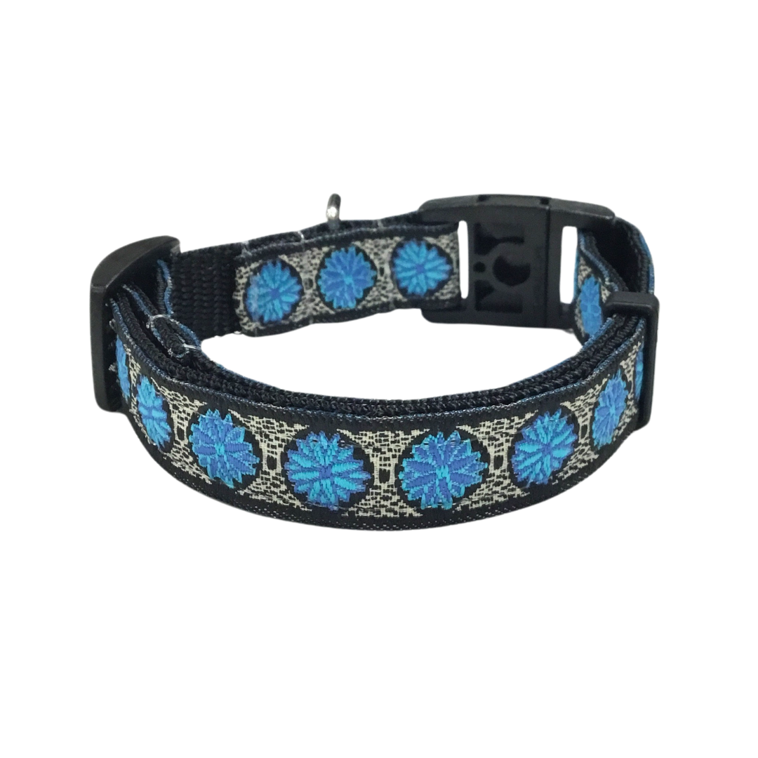 Blue Flowered Breakaway Cat Collar