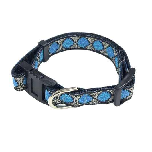 Blue Flowered Breakaway Cat Collar