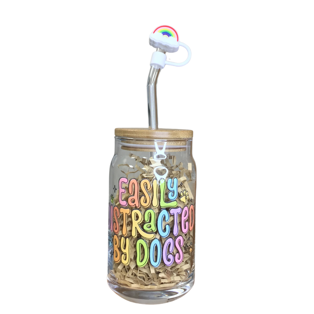 Easily Distracted By Dogs Glass Cup