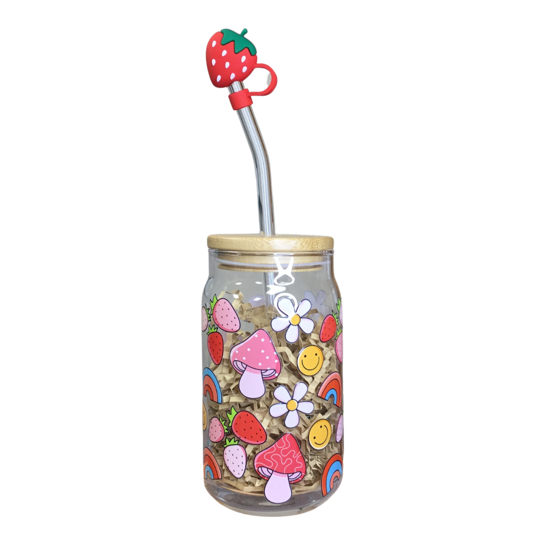Strawberry Smiles Glass Cup