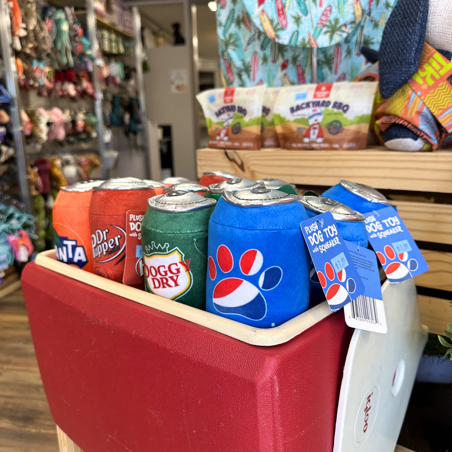 Soda Can Plush Dog Toy