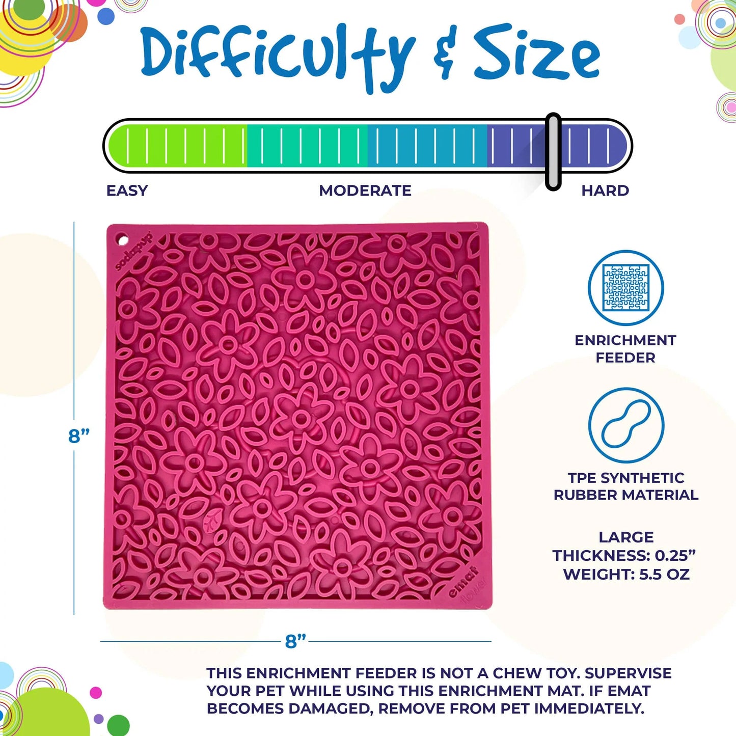 Pink Flower Power Design Emat Enrichment Lick Mat