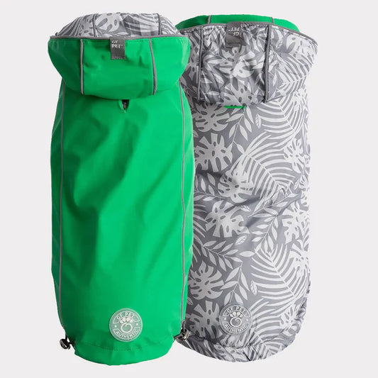 Reversible Dog Raincoat | Green Leaves