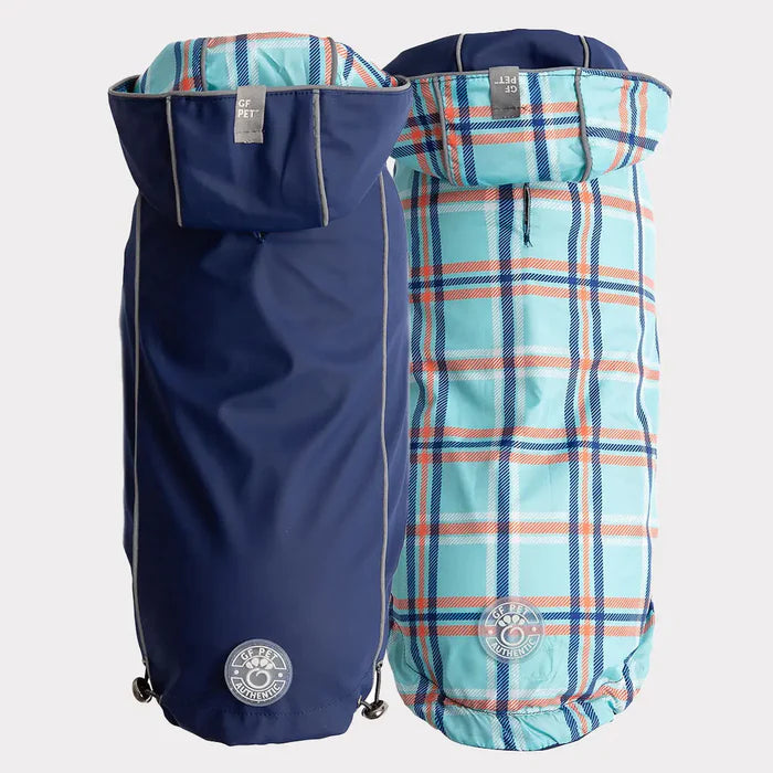 Reversible Dog Raincoat | Navy Plaid