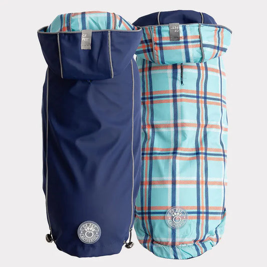 Reversible Dog Raincoat | Navy Plaid