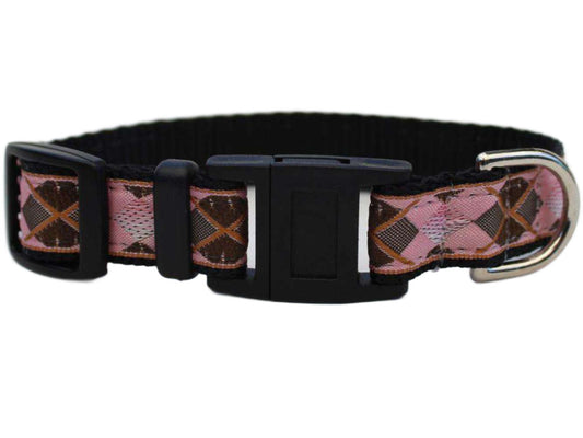 Pink Argyle Breakaway Cat Collar