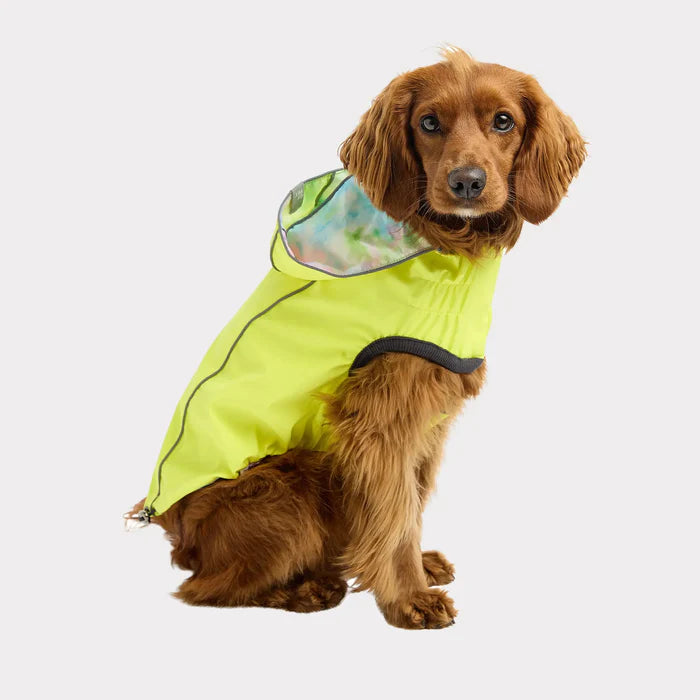 Reversible Dog Raincoat | Neon Yellow and Tie-Dye