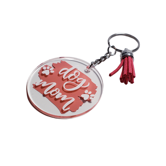 Peach Dog Mom Acrylic Keychain