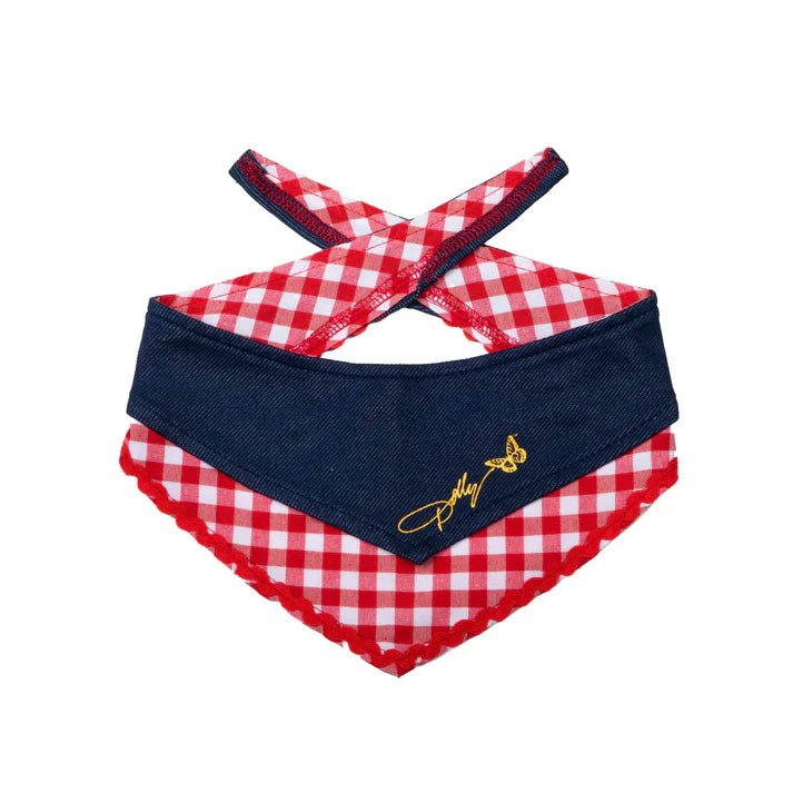 Blue Printed Denim & Gingham Print Bandana