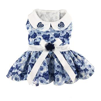 Blue Rose Harness Dress with Matching Leash