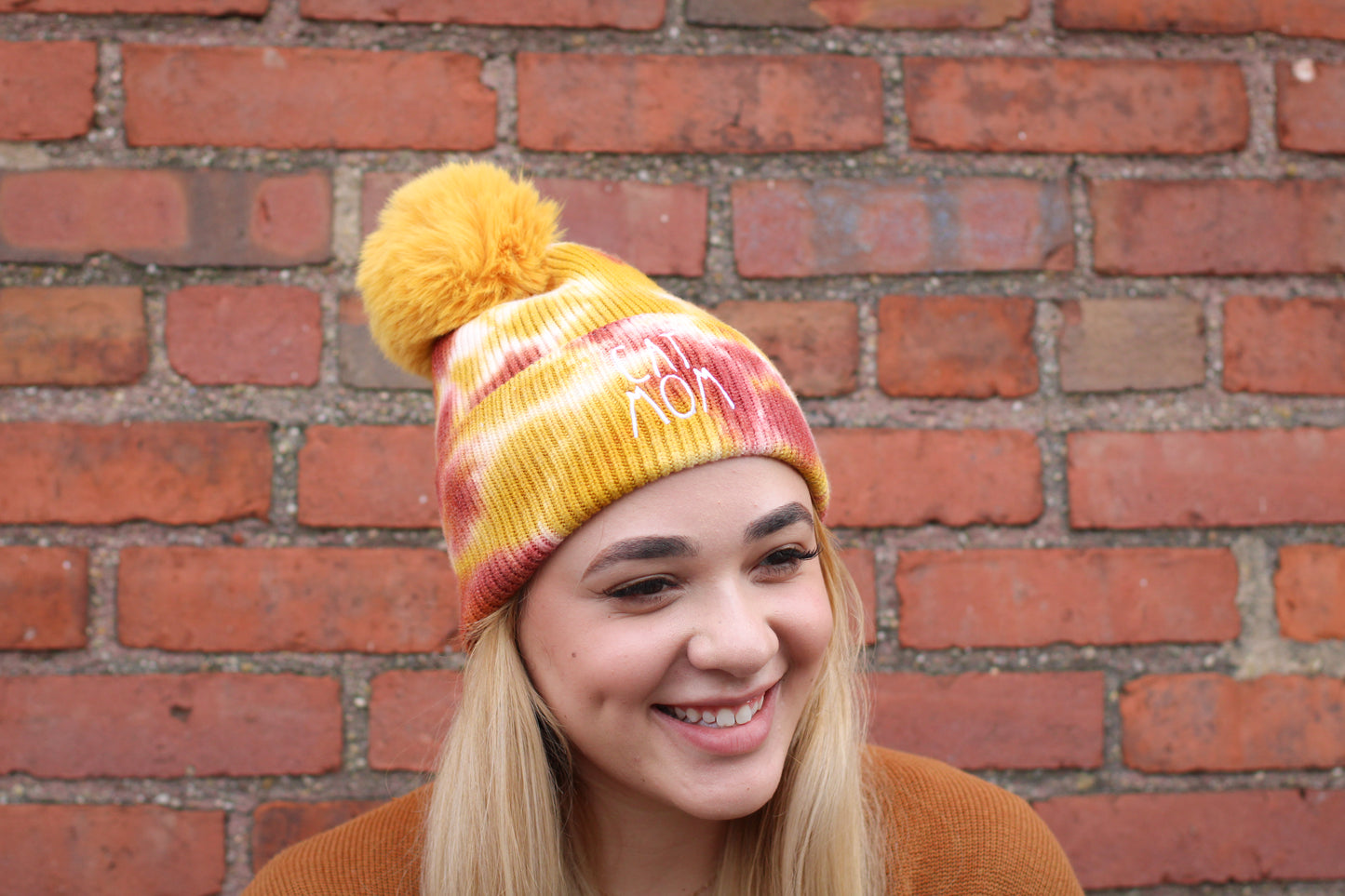 Cat Mom Tie Dye Beanie - Gold
