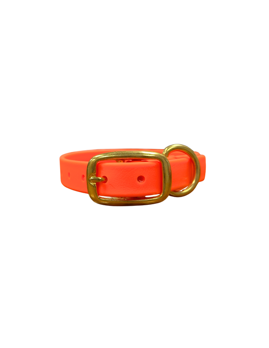 Neon Orange Waterproof Biothane Collar