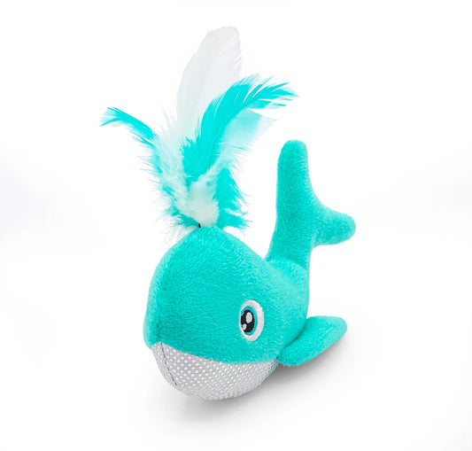 Whale with Feather Spout Cat Toy