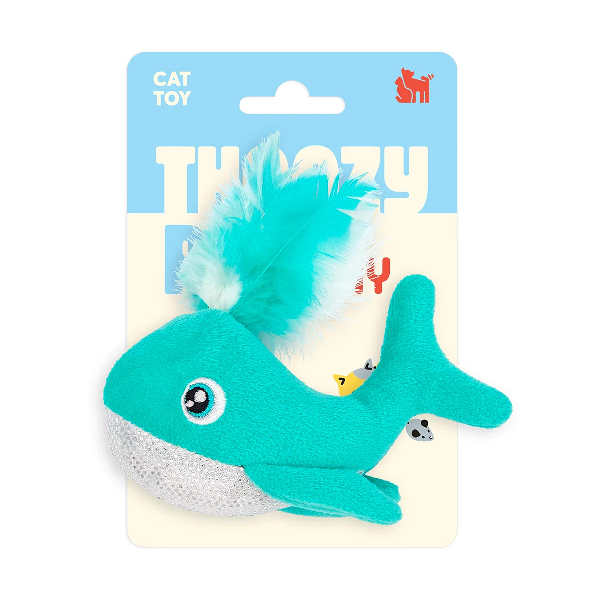 Whale with Feather Spout Cat Toy