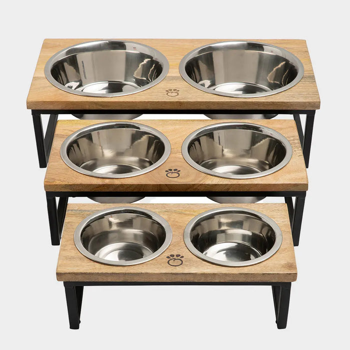 Wood & Metal Pet Feeder