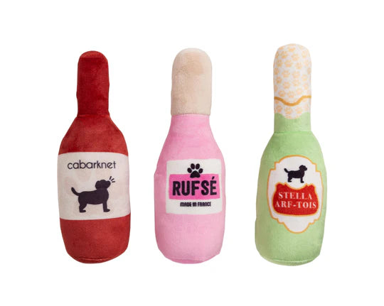 Beer, Wine & Rose Dog Toy Set