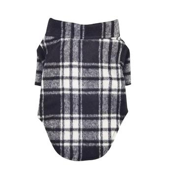 Flannel Dog Shirt - Black White Plaid