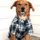 Flannel Dog Shirt - Black White Plaid