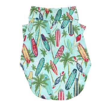 Aqua pet camp shirt with leash hole