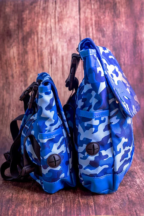 Dog Backpack - Blue camouflage