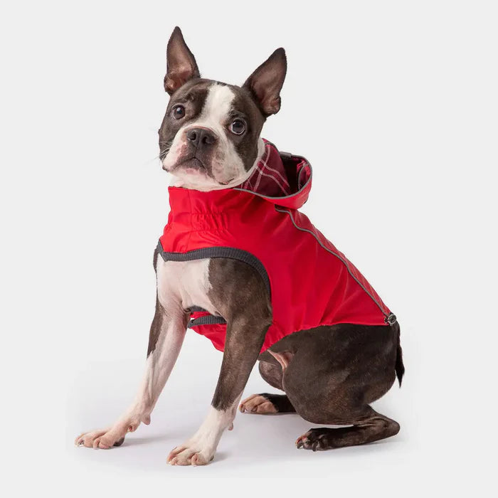 Reversible Dog Raincoat | Red Plaid