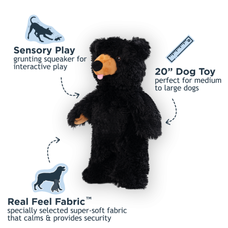 Stuffless Black Bear Squeaker Dog Toy