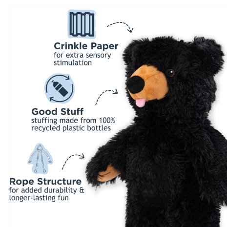 Stuffless Black Bear Squeaker Dog Toy