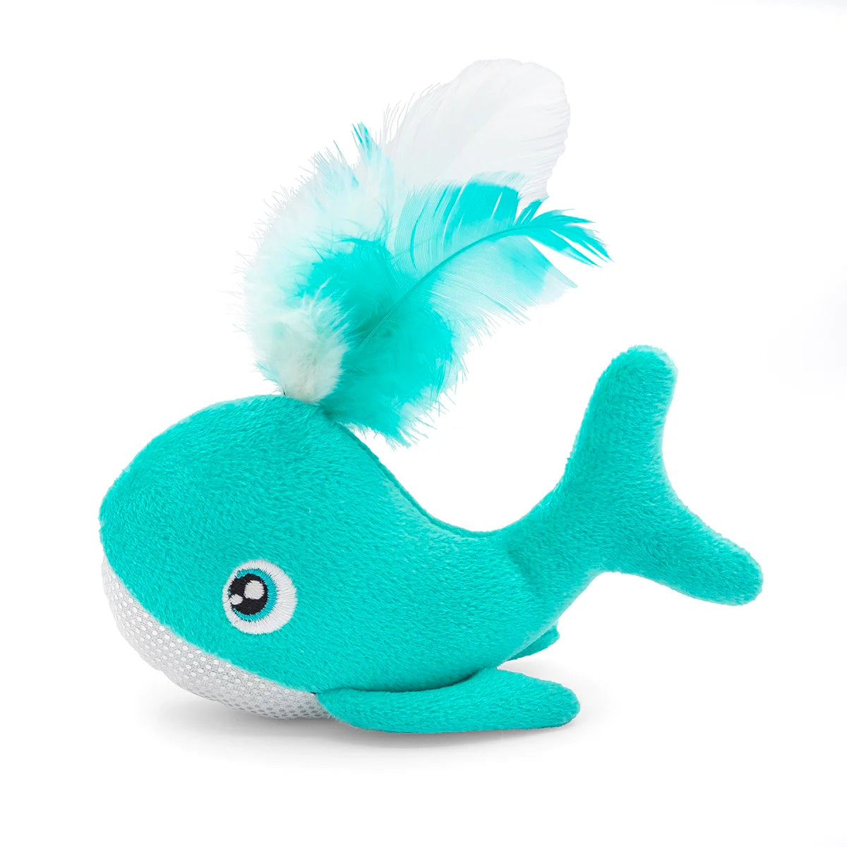 Whale with Feather Spout Cat Toy