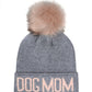 Dog Mom Beanie - Pink/Gray