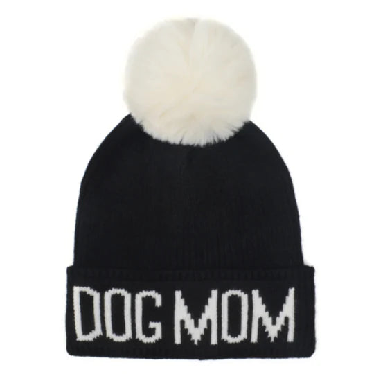 Dog Mom Beanie - White/Black