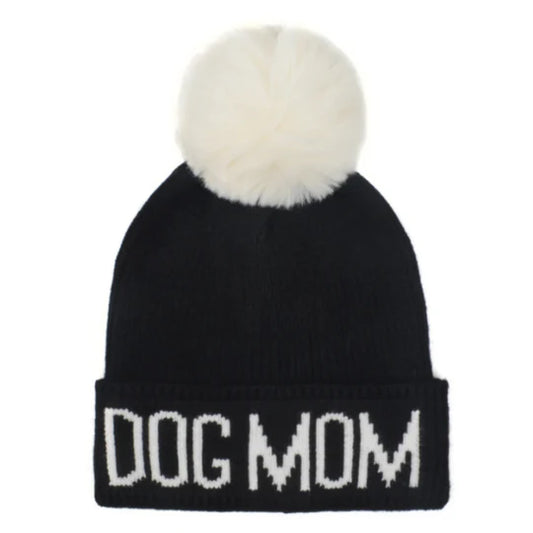 Dog Mom Beanie - White/Black