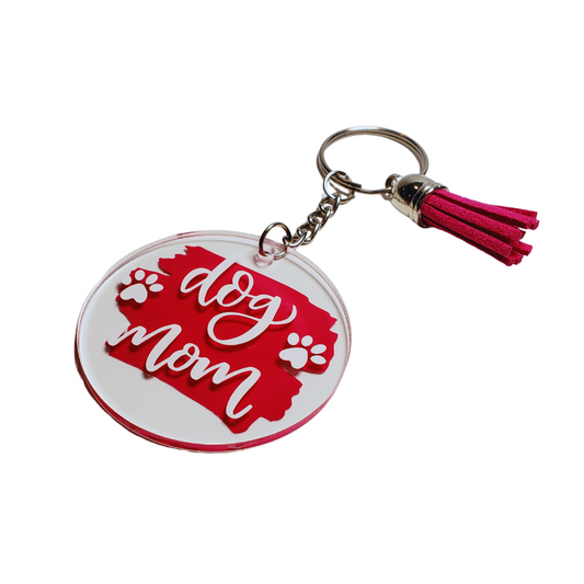 Hot Pink Dog Mom Acrylic Keychain