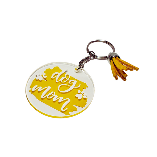 Yellow Dog Mom Acrylic Keychain